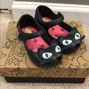 Mini Melissa Girls Black Cat Jelly Shoes